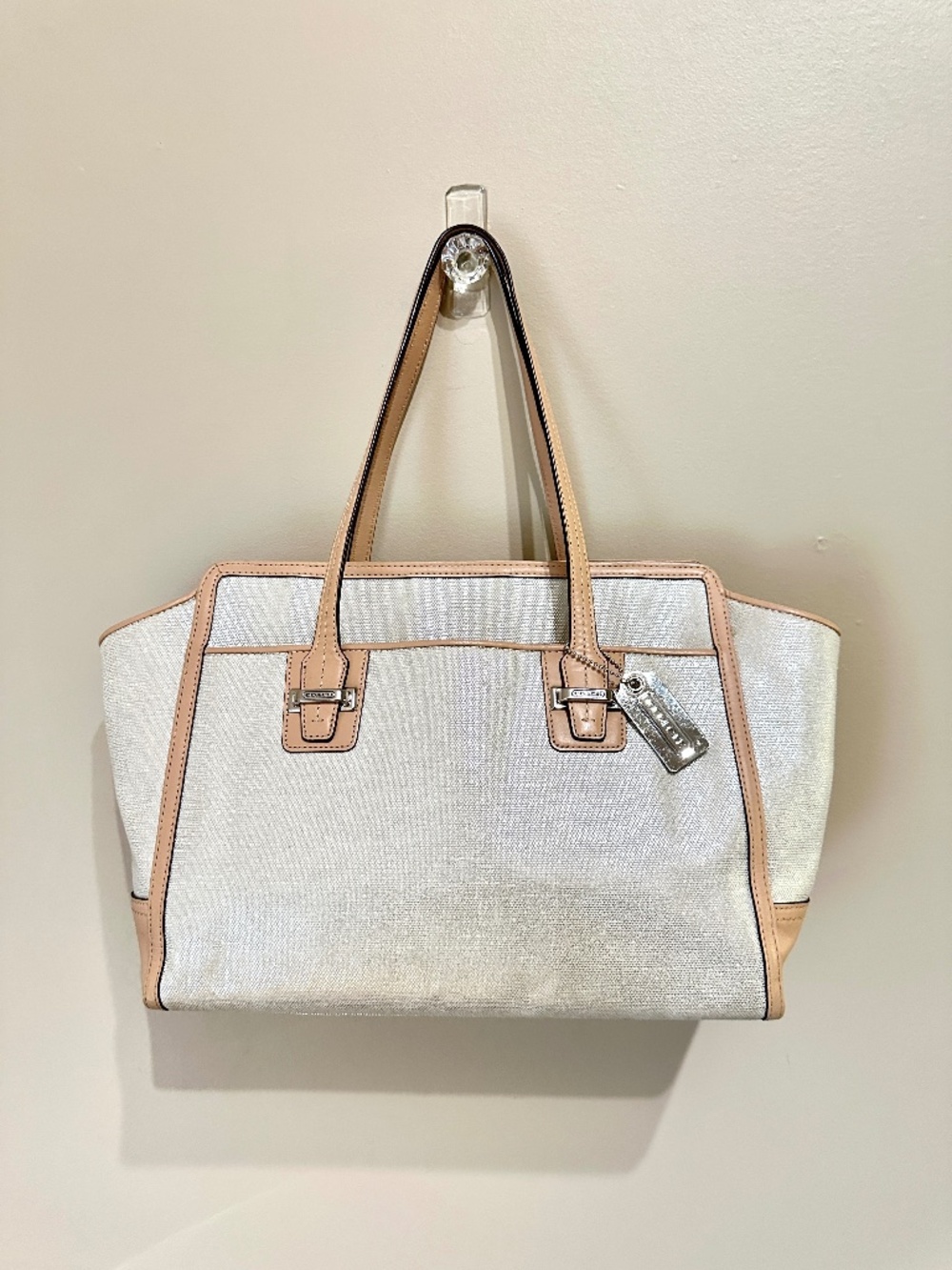 Vintage Coach Taylor Alexis Carryall Tote Satchel Bag Canvas Camel Leather 27727